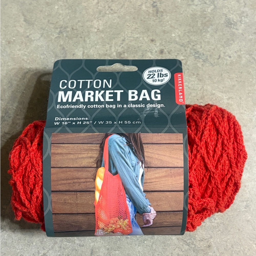 Kikkerland Vibrant Red Cotton Market Bag